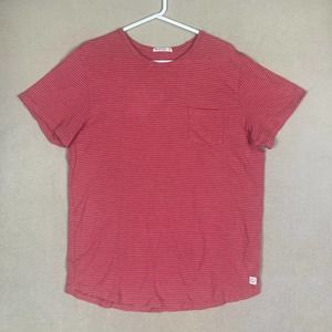Marine‎ Layer Shirt Adult Medium/Large Red/White Striped Saddle Pocket Mens